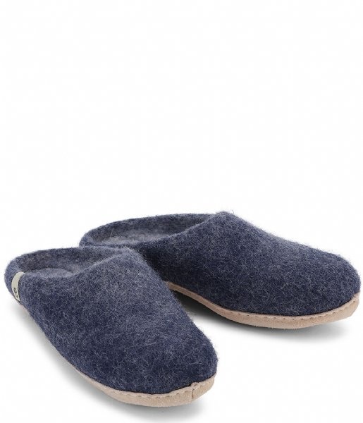 egos Chaussons en laine bouillie bleus