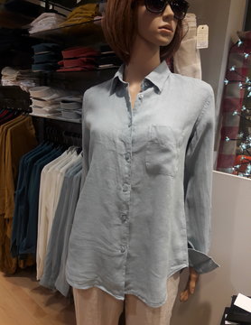 Le grenier du lin women's linen shirt "sarah" blue