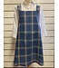 Le grenier du lin Japanese apron in blue check linen