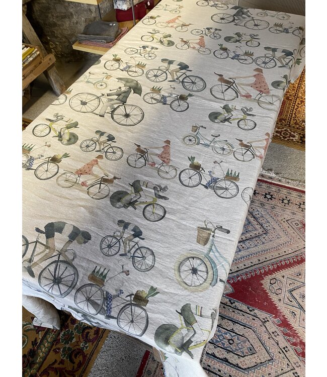 Le grenier du lin Linnen tafelkleed voor fietsers