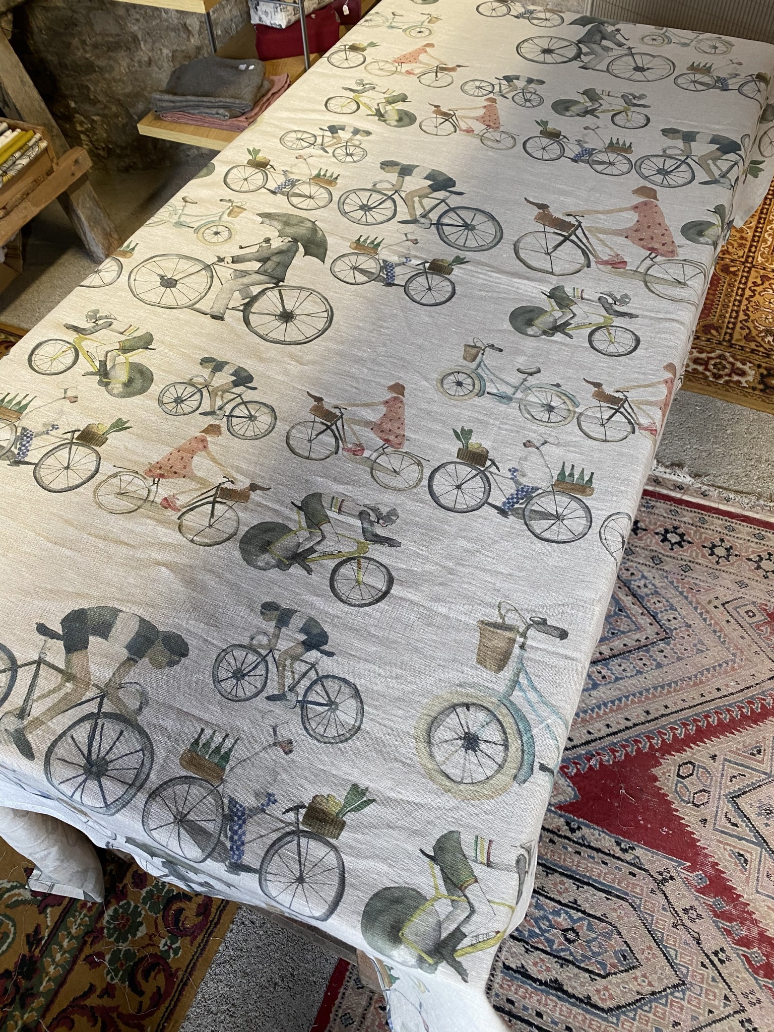 Le grenier du lin Bicycle linen tablecloth