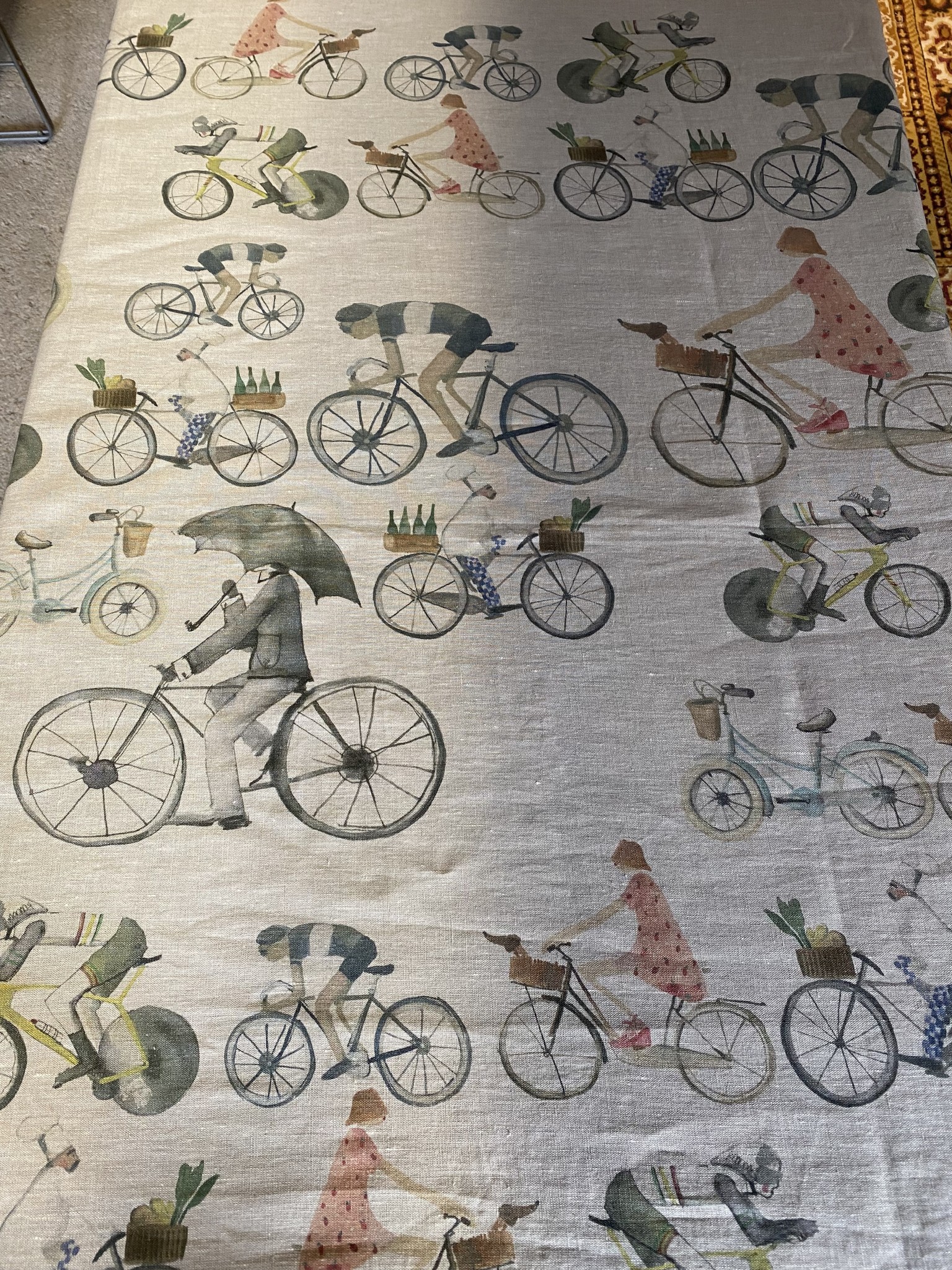 Le grenier du lin Linnen tafelkleed voor fietsers