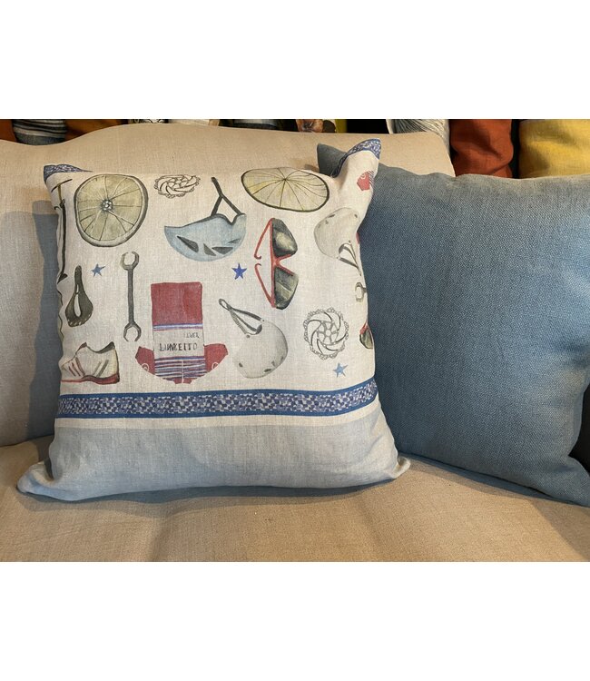 Le grenier du lin coussin en lin  motifs accessoires de vélo