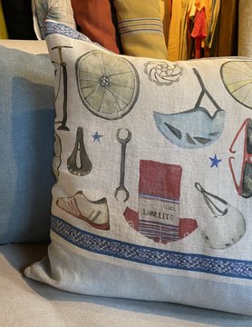 Le grenier du lin coussin en lin  motifs accessoires de vélo