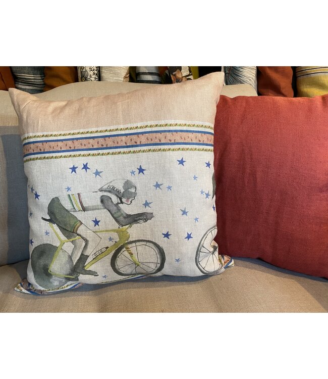 Le grenier du lin linnen kussen fietser