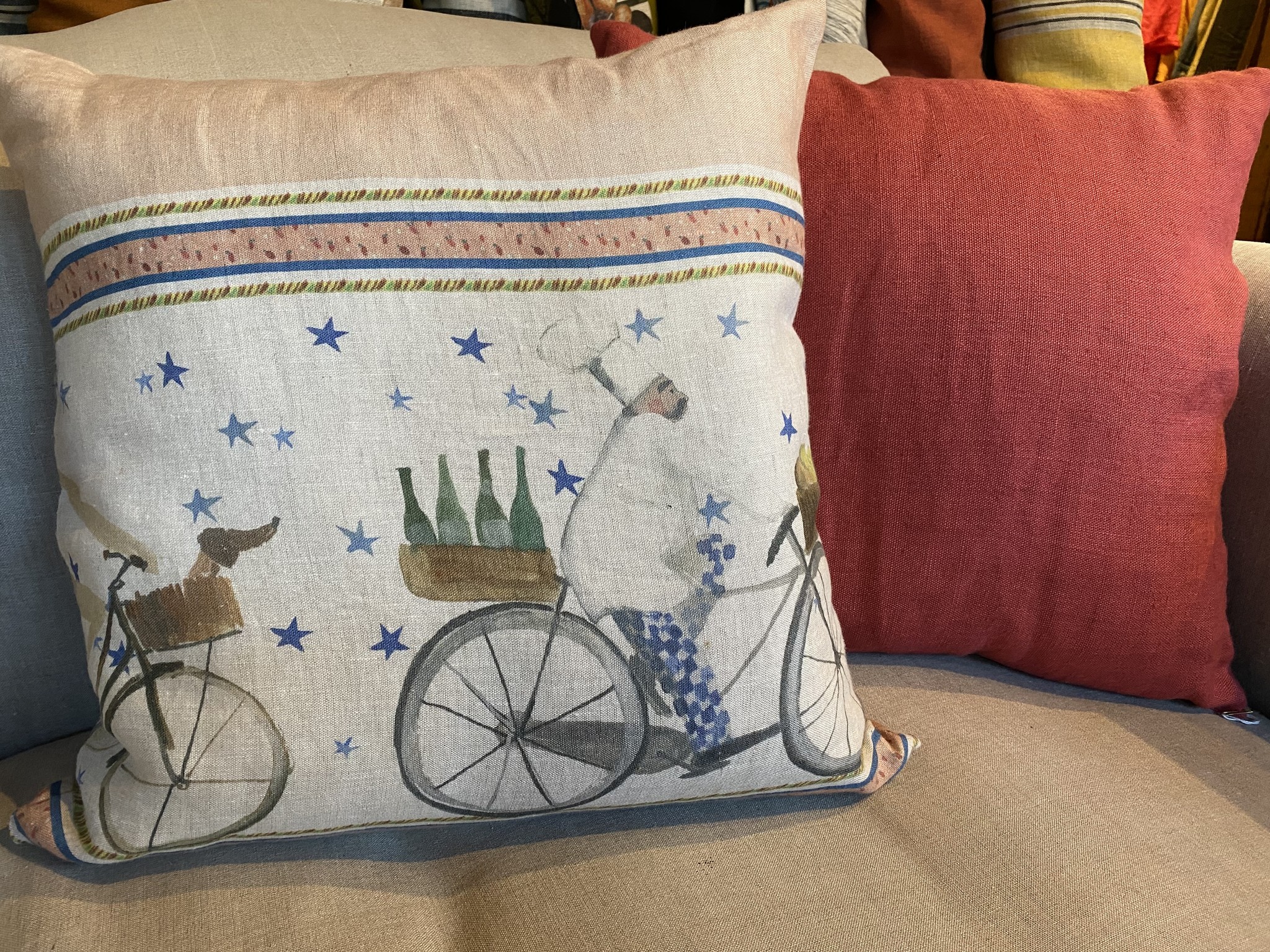 Le grenier du lin coussin en lin  cycliste