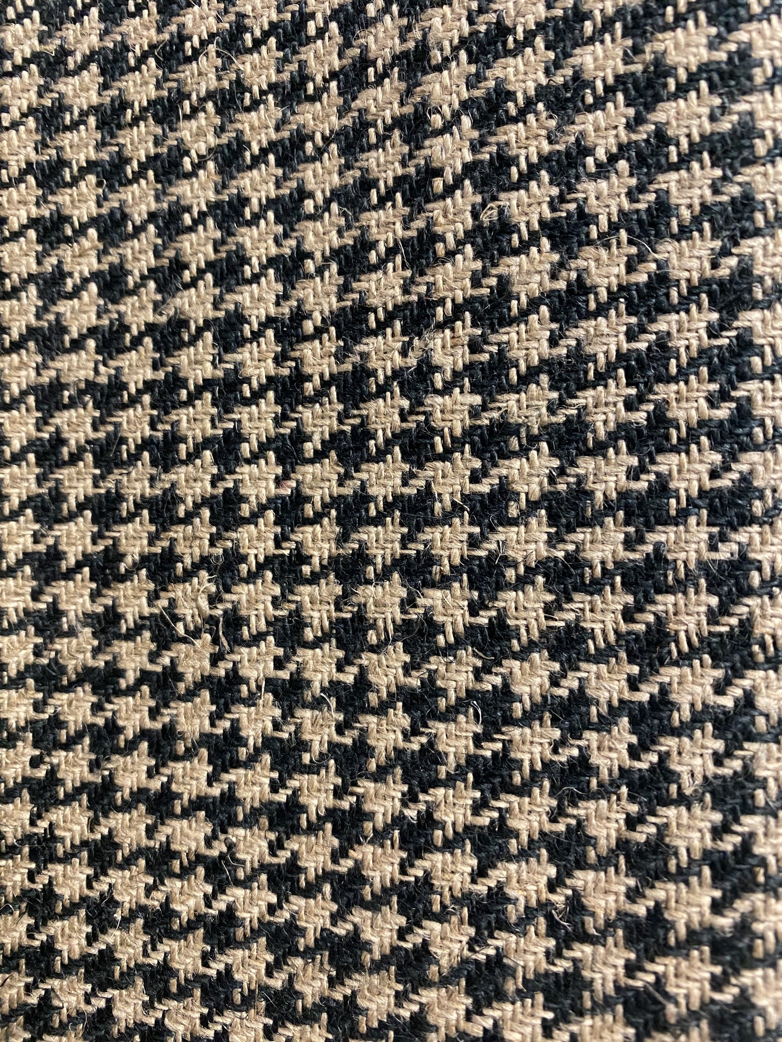 Houndstooth linen upholstery fabric