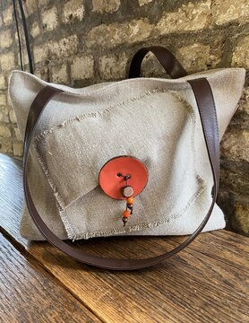 Le grenier du lin Sac en lin bouton coco