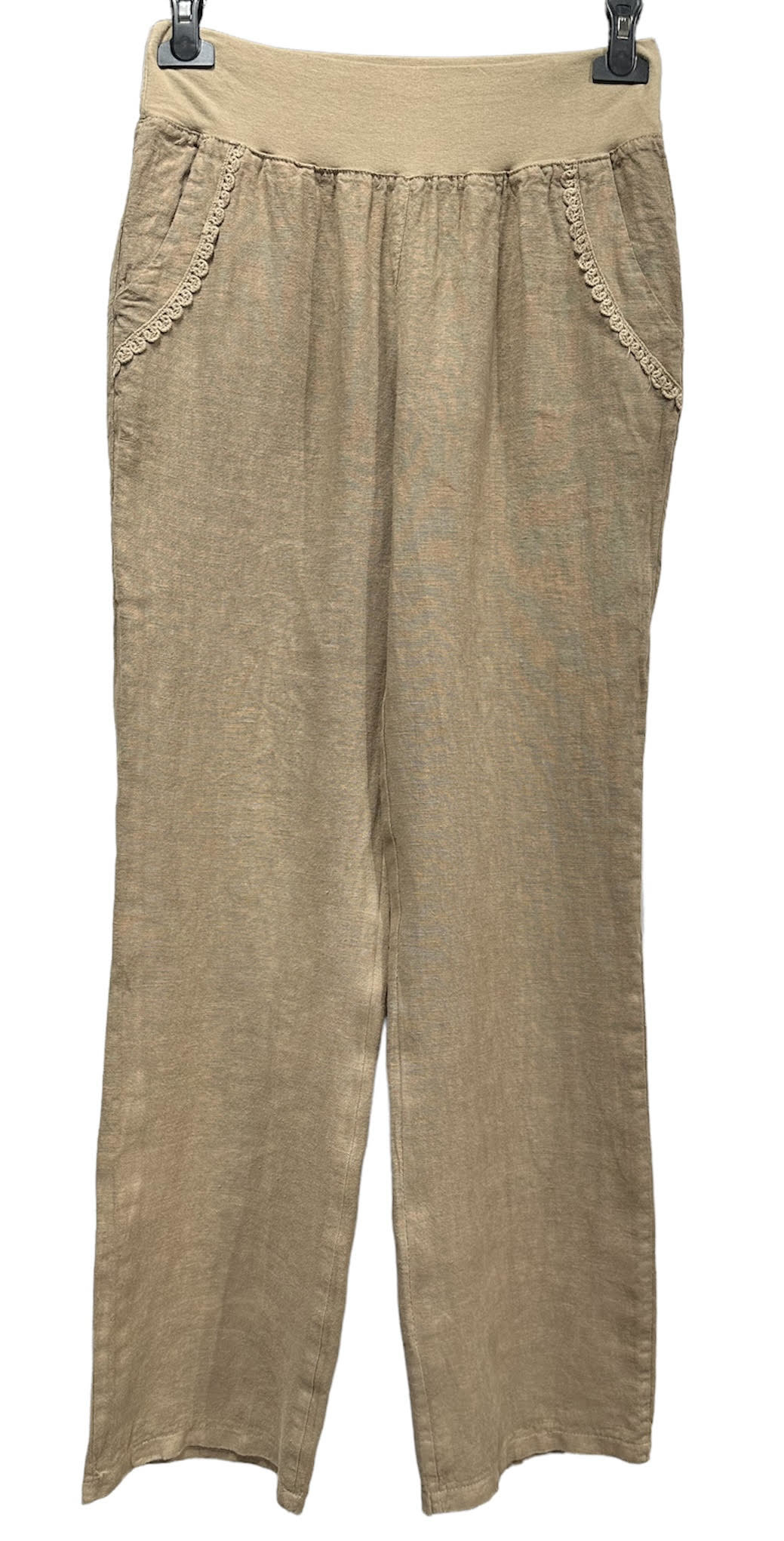 women's linen trousers with elastic waistband