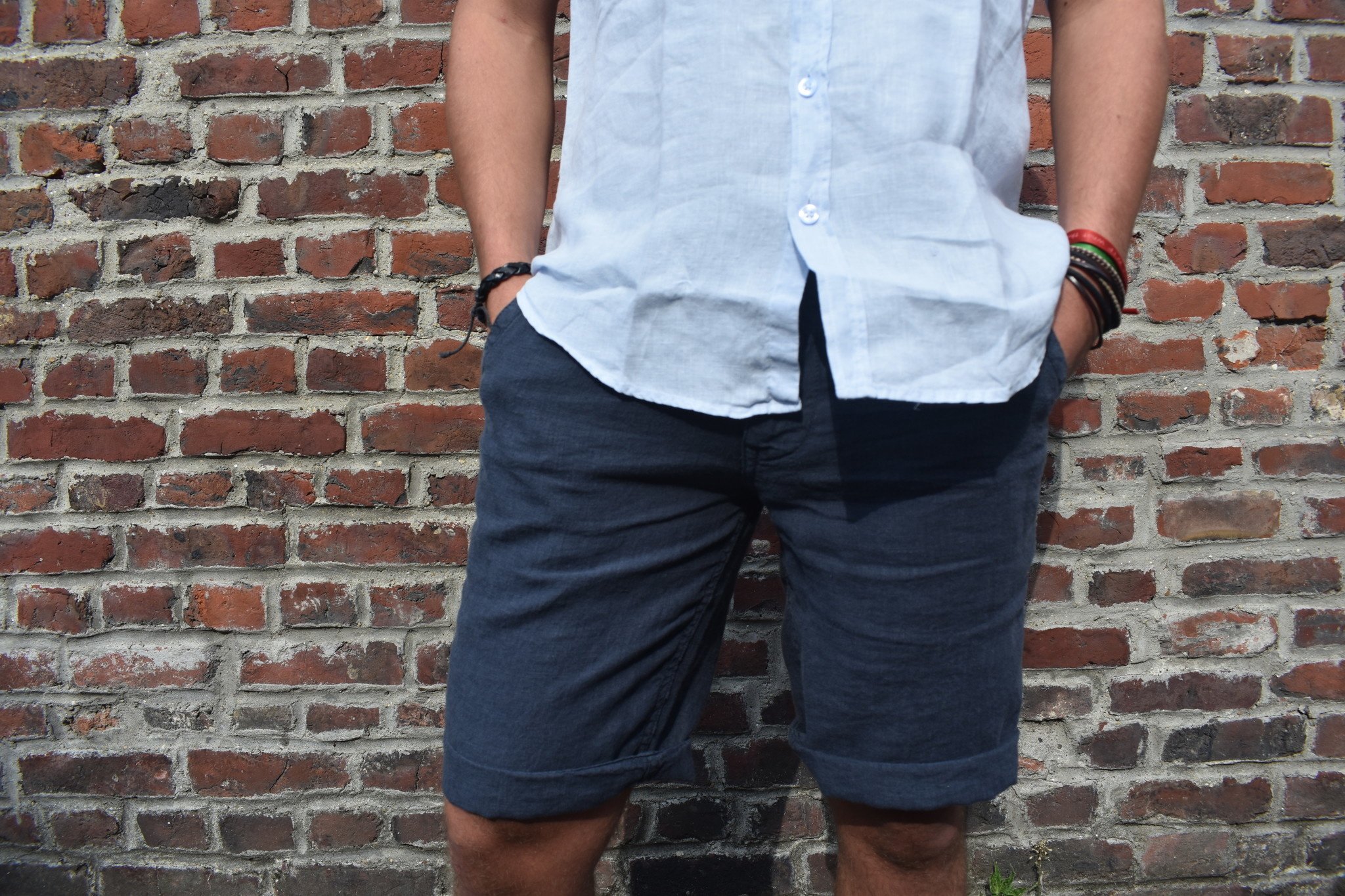 Le grenier du lin Linen Bermuda shorts Ombre Bleu