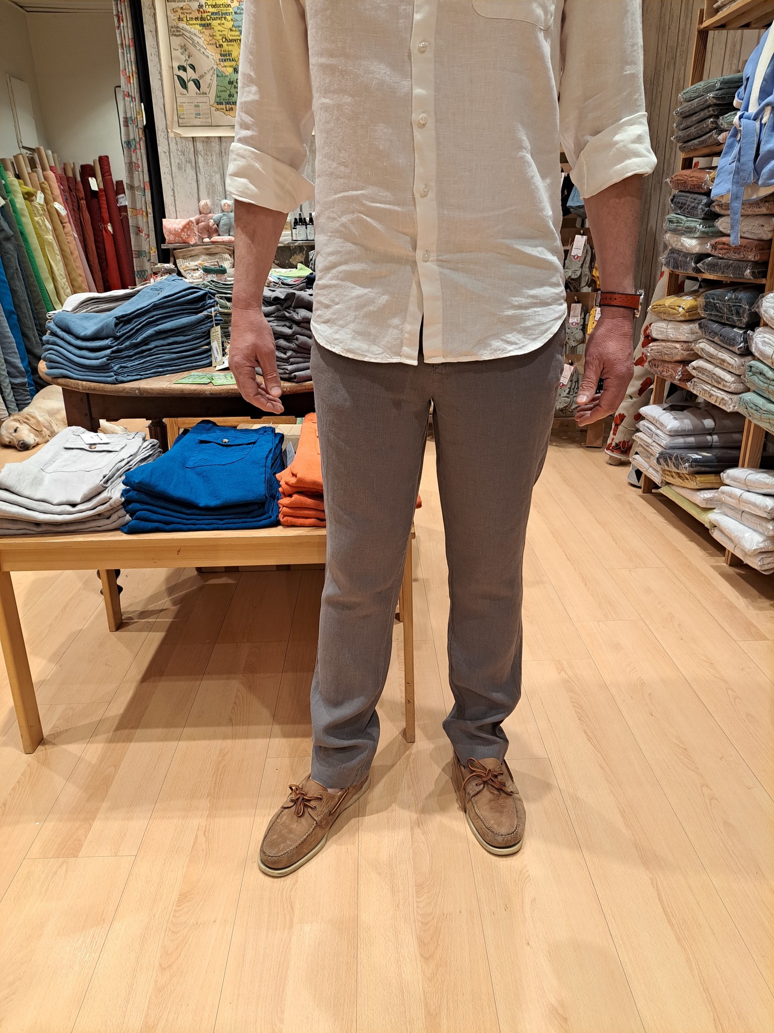 Le grenier du lin Pantalon  en lin "CLARK"  taupe