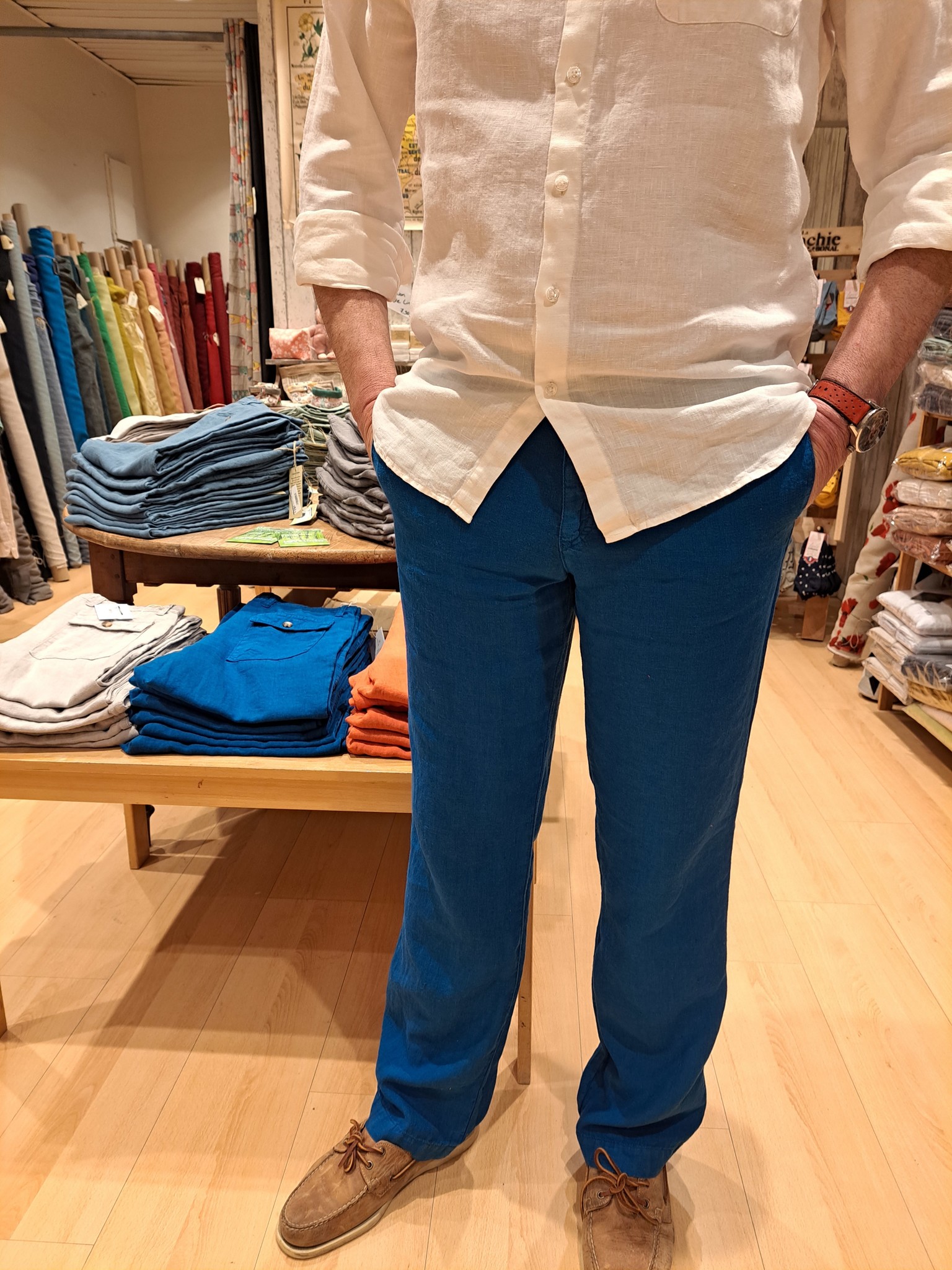 Le grenier du lin Van" trousers in blue linen