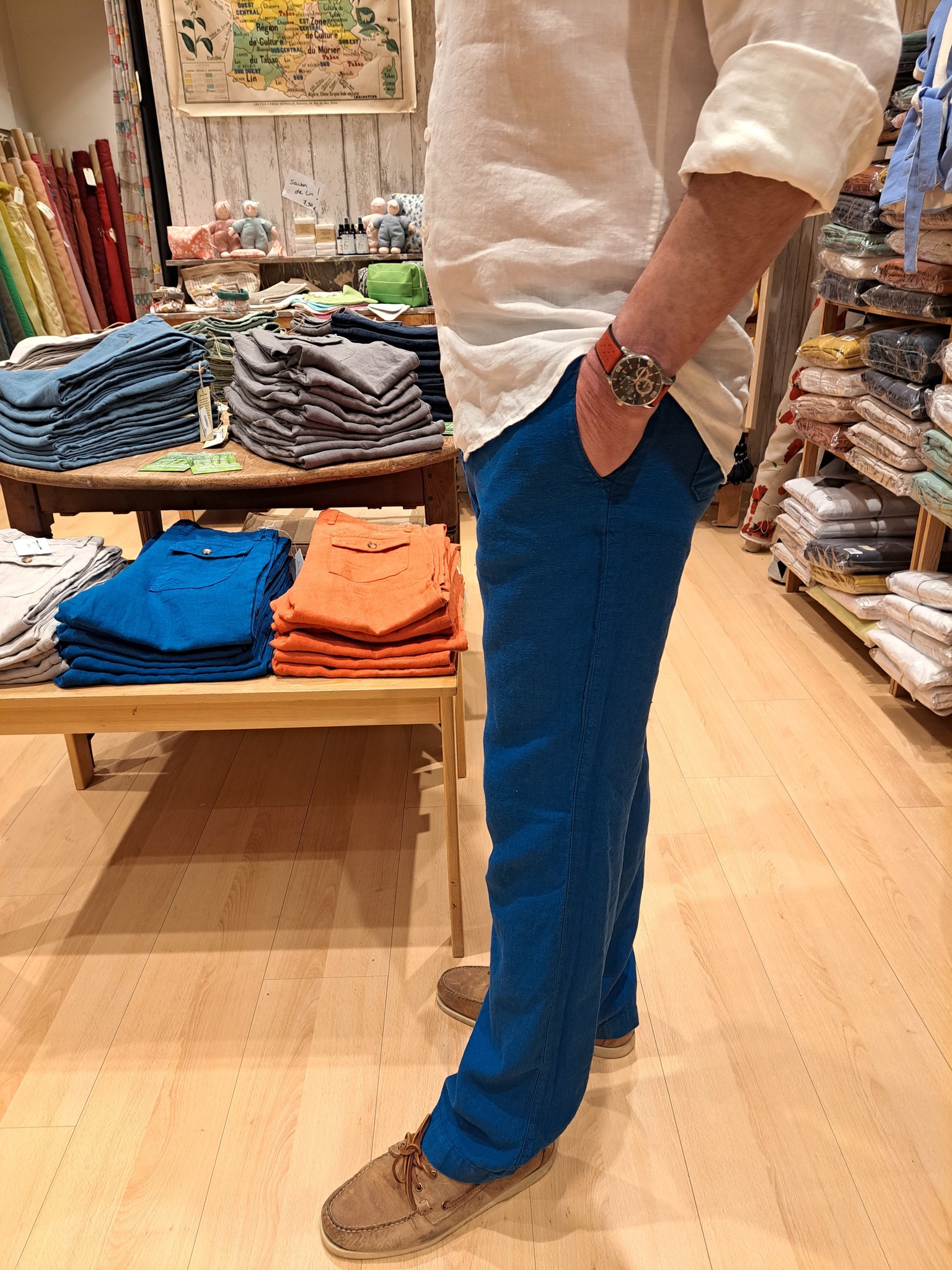 Le grenier du lin Van" trousers in blue linen