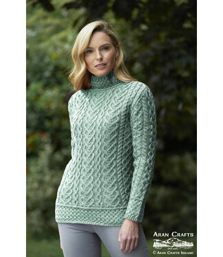 aran craft "THE HEARTS  / C4767" Ierse trui met opstaande kraag