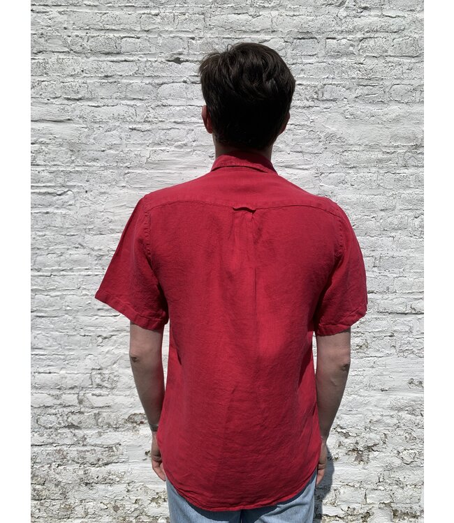 Le grenier du lin Chemise en lin manches courtes Framboise