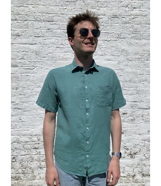 Le grenier du lin Chemise en lin  manches courtes Absinthe