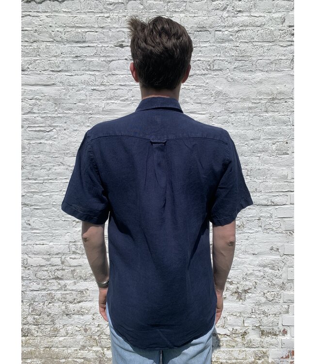Le grenier du lin Short sleeve linen shirt navy