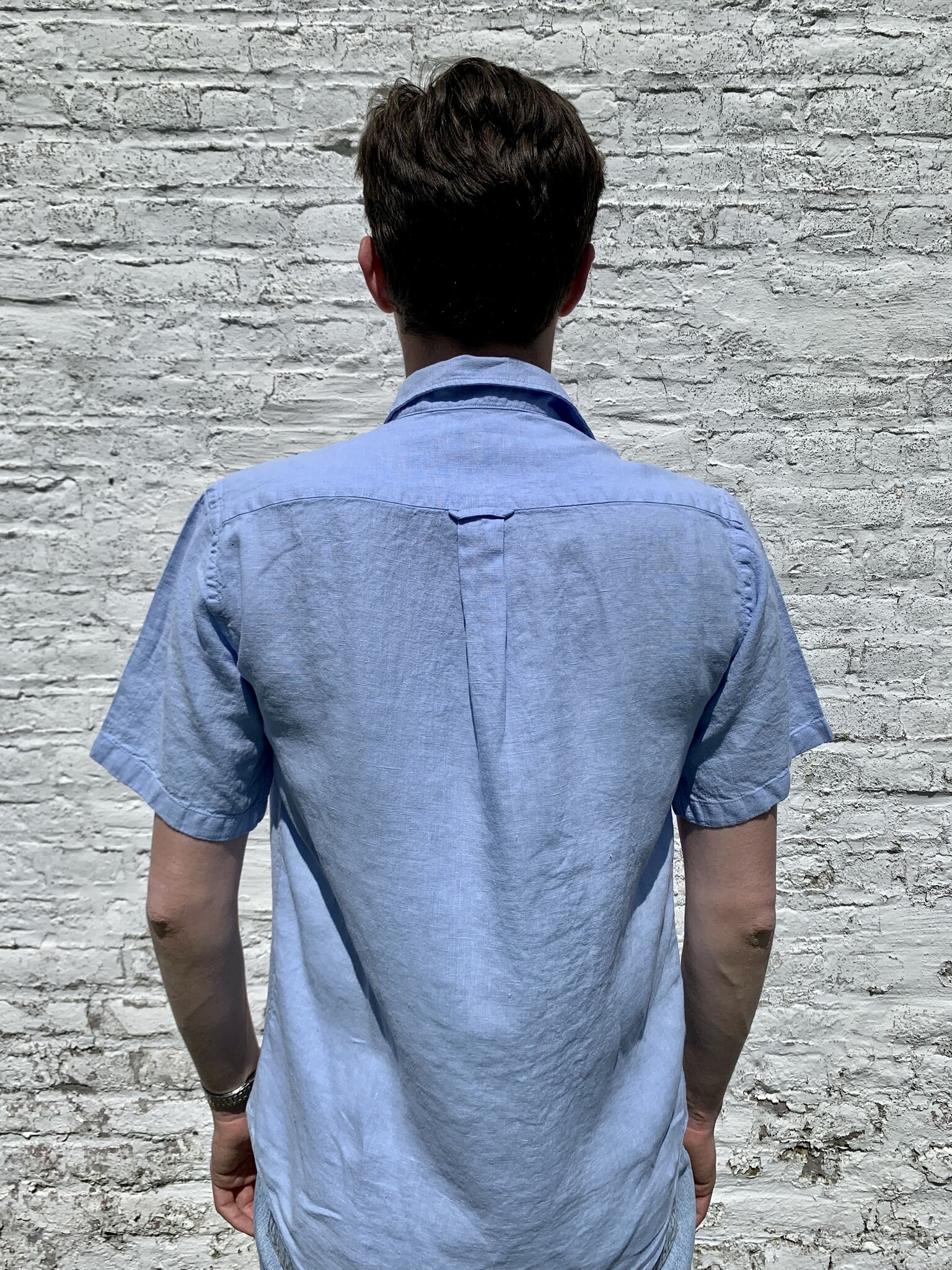 Le grenier du lin Light blue short sleeve linen shirt