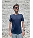 Lemahieu T-shirt homme en maille de lin col rond marine