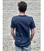 Lemahieu Men's linen knitted T-shirt with navy round neck