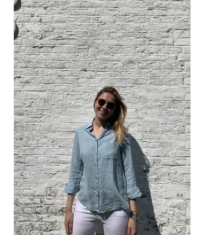 Le grenier du lin Linnen blouse met lange mouwen