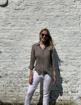 Le grenier du lin Linnen blouse met lange mouwen