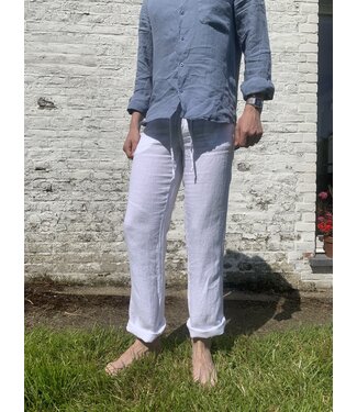 Le grenier du lin Pantalon en lin homme Van – Blanc