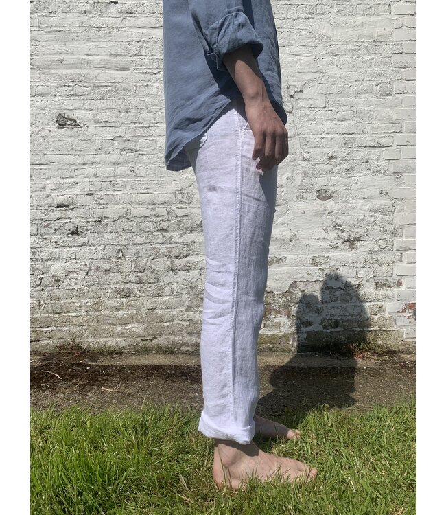 Le grenier du lin Van" linen trousers White