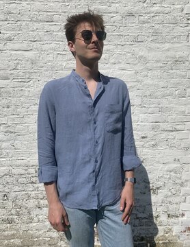 Le grenier du lin Celeste blue long sleeve shirt