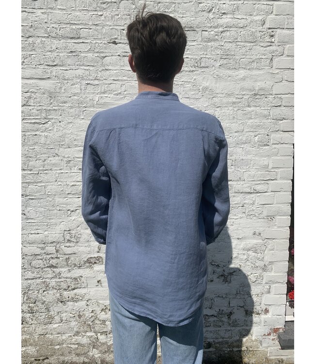 Le grenier du lin Celeste blauw shirt met lange mouwen