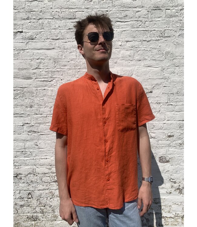 Le grenier du lin Linnen hemd, korte mouwen, verbrande aarde