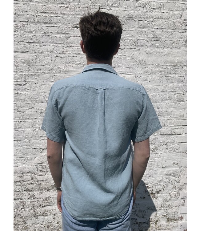 Le grenier du lin Chemise en lin manches courtes vert d'eau