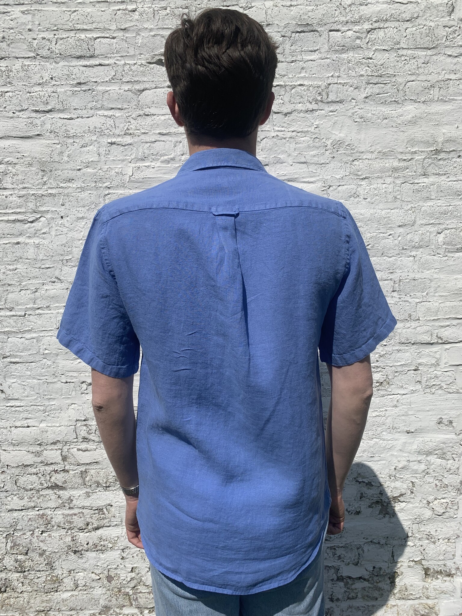 Le grenier du lin Chemise en lin manches courtes bleu lavande