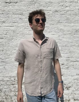 Le grenier du lin Linen shirt, short sleeves, chalk colour