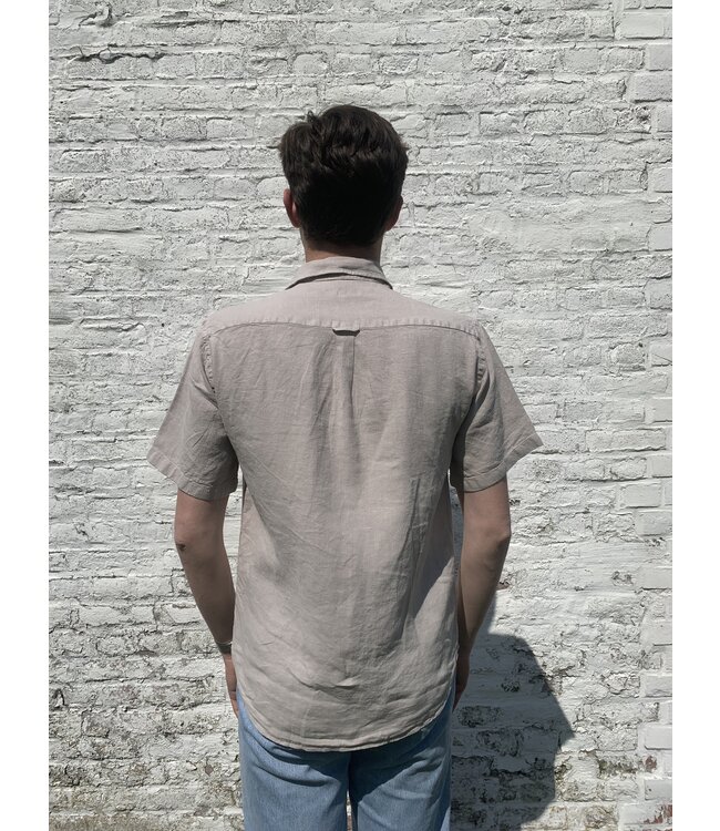 Le grenier du lin Chemise en lin manches courtes couleur craie