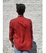 Le grenier du lin Chemise en lin col  mao manches longues rouge