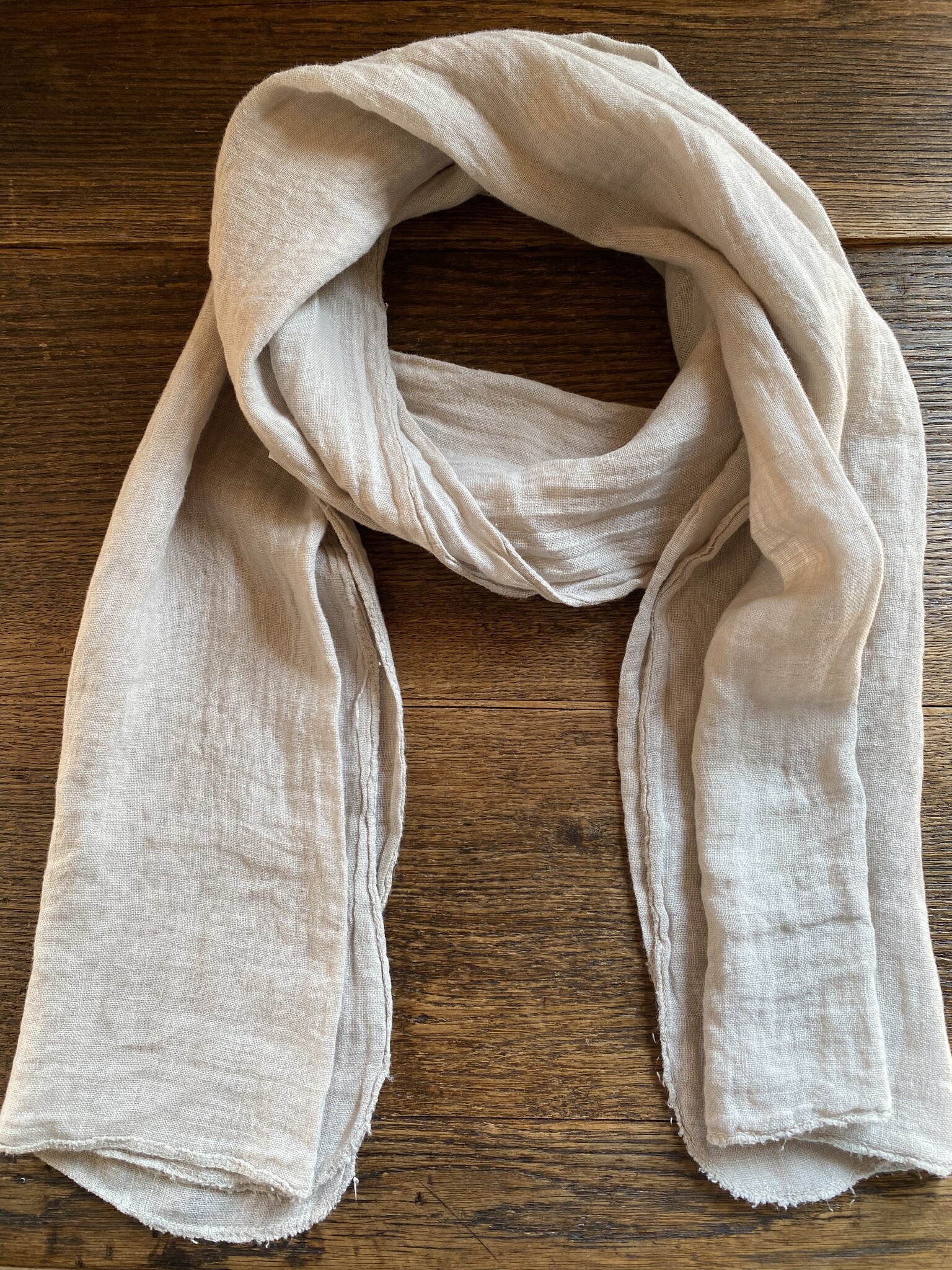 Natural mixed linen scarf, beige