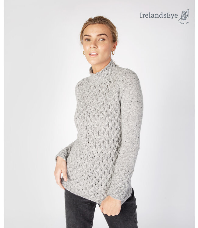 Irelandseye "TRELLIS SWEATER / A641"Ierse trui  met opstaande kraag