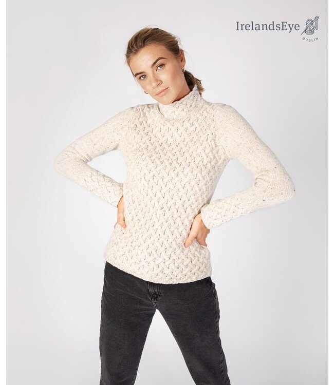Irelandseye "TRELLIS SWEATER / A641"Ierse trui  met opstaande kraag