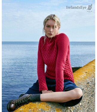 Irelandseye "TRELLIS SWEATER / A641"Ierse trui  met opstaande kraag