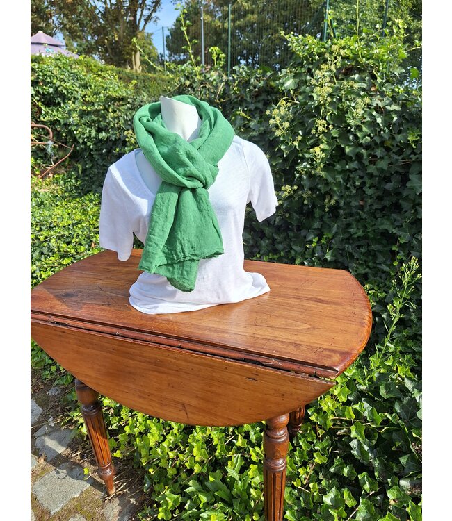 Mixed scarf in Brazilian green linen