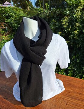Mixed black linen scarf