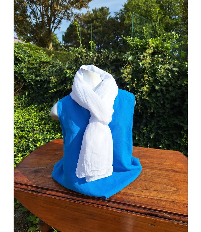 Mixed scarf in white linen