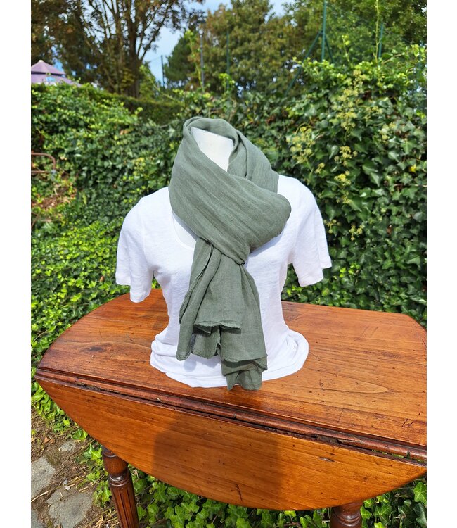 Echarpe mixte en lin kaki