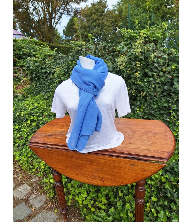 Mixed blue linen "fleur de lin" scarf