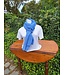 Echarpe  mixte en lin bleue "fleur de lin"