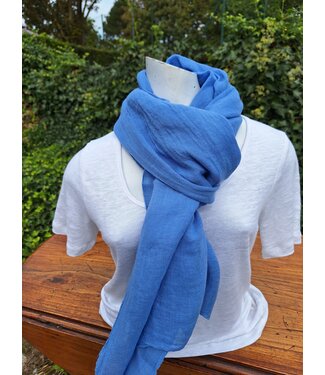 Echarpe  mixte en lin bleue "fleur de lin"