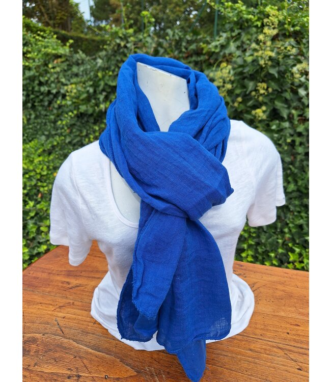 Echarpe  mixte en lin bleu royal