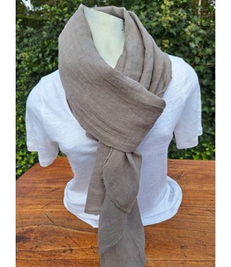 Mixed scarf in tobacco linen