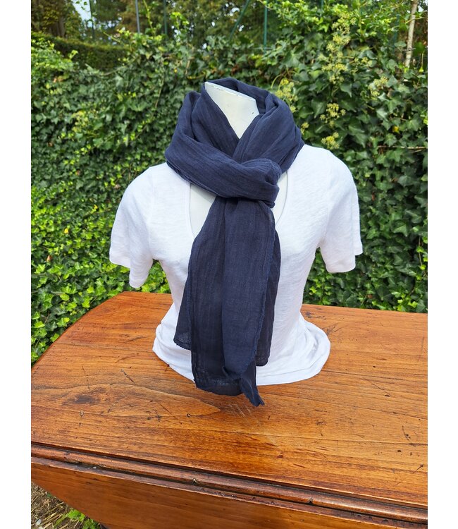 Mixed scarf in navy linen